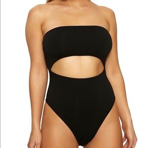Naked Wardrobe black strapless cut out bodysuit